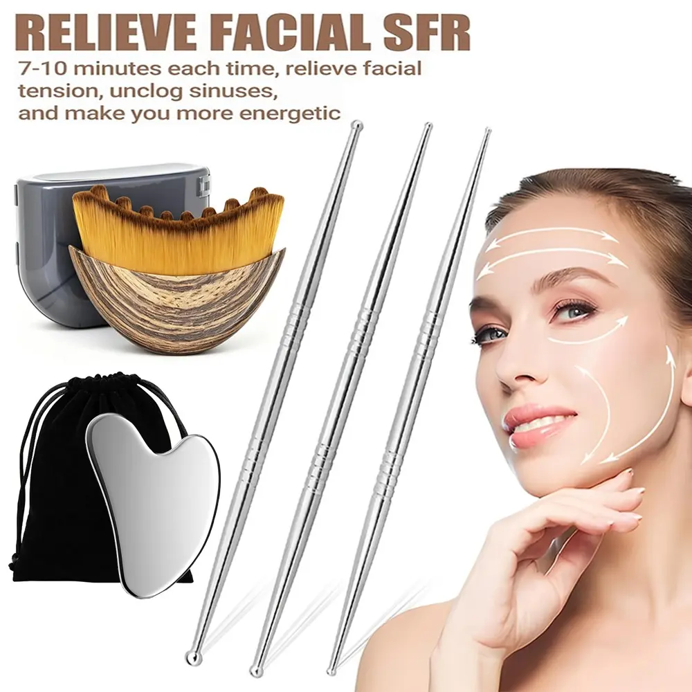 5-Piece Massage Therapy Set, Stainless Steel Acupressure Sticks, Lymphatic Drainage Tool, Muscle Relaxer, Unisex Gift