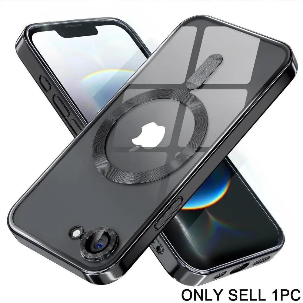 Magnetic for iPhone 7 8 SE2 SE3 7 8Plus Case Cover Compatible with MagSafe Full Camera Lens Protector Plating Soft Clear Phone Case Fully Protected Shockproof Protective Cover TPU Soft Shell Cellphone Casing TPU Smartphone Casing