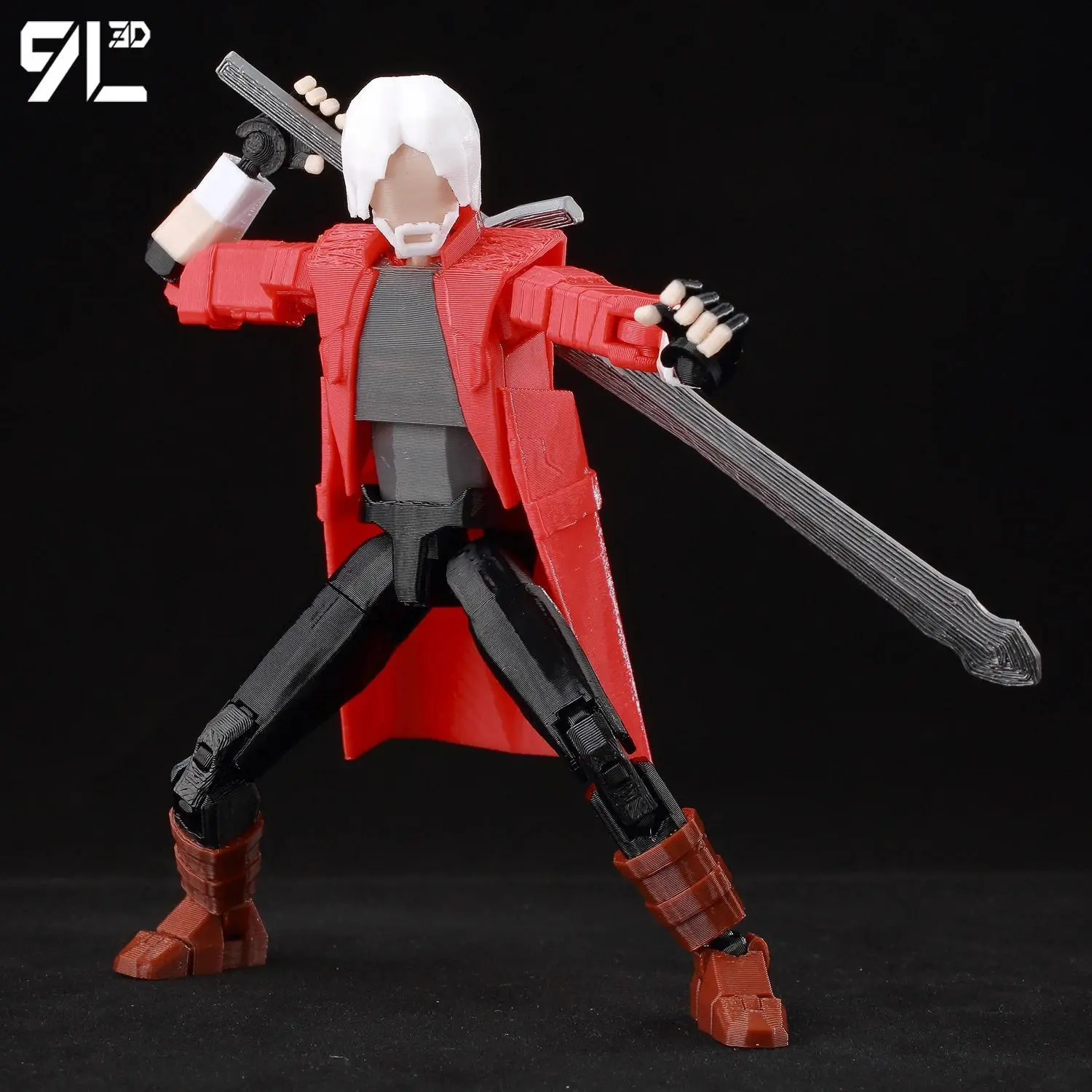 9L3D Printed Multi-Jointed Articulated Devil May Cry Protagonist Dante Red Coat & Rebellion Sword Lucky Dummy13 Game Collectible