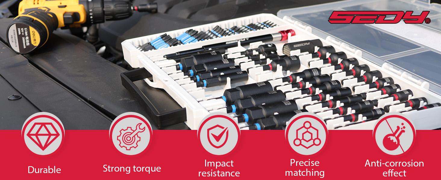 80-Piece Premium Magnetic Impact Nut Driver Set Metric & SAE with Socket Adapters, Bit Holder, Wing Nut Driver, Universal Sockets, Quick Release Extension, Power Bits 80-Piece Premium Magnetic Impact Nut Driver Set Metric & SAE with Socket Adapters, Bit Holder, Wing Nut Driver, Universal Sockets, Quick Release Extension, Power Bits