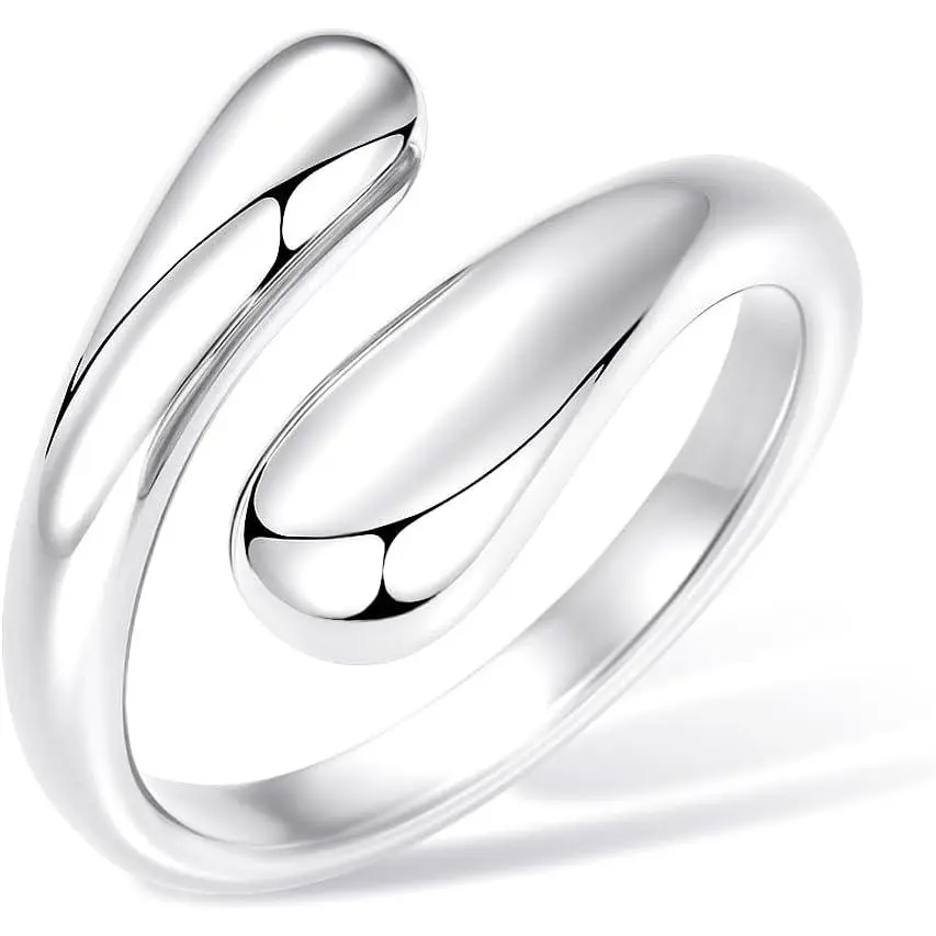 Non Tarnish Gold Chunky Rings for Women, 14K Gold Plated Statement Dome Rings Stacking Silver, Adjustable Mens Eternity Wedding Band Mixed Metal Jewelry Size 3-13