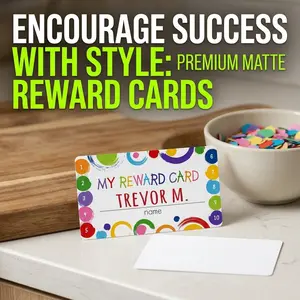 Reward Punch Card (business Card), Matte Finish, Colorful Patterns, Blank Back for Writing, Ideal for Classroom/assignments/homework