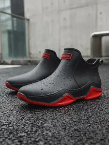 Unisex Waterproof Rain Boots, Ankle High Slip-On Rain Booties, Fashionable Non-Slip Lightweight Rubber Rain Shoes for Outdoor Work, Daily Casual and Rainy Weather, Footwear