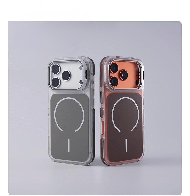 MagSafe Compatible iPhone  with Camera Stand & Shockproof Bumper |     Clear Protective Cover for iPhone 12 13 14 15 16 17 Pro Max Plus Air Anti-Scratch & Drop Protection mobile phone  soft female case dustproof phone case trendy aesthetic anti-fall fully