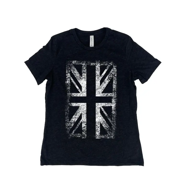 Union Jack Graphic Tee: Women's Triblend Screenprint Shirt |   Soft Heavyweight Graphic Tee,Unisex T shirt Daily Holiday Shirts