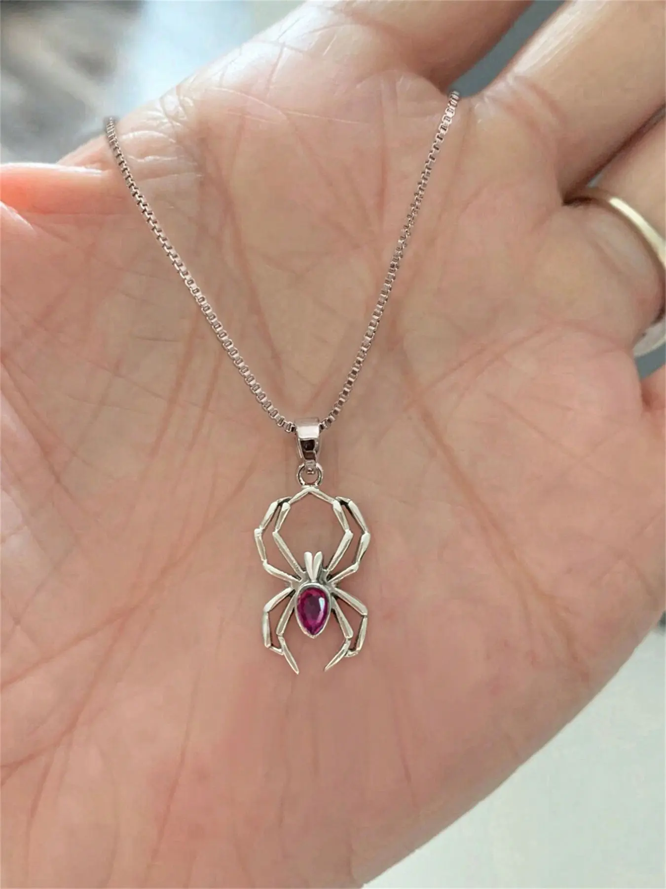 1 PC Charm Cubic Zirconia Spider Necklace Pendant For Women Halloween Jewelry