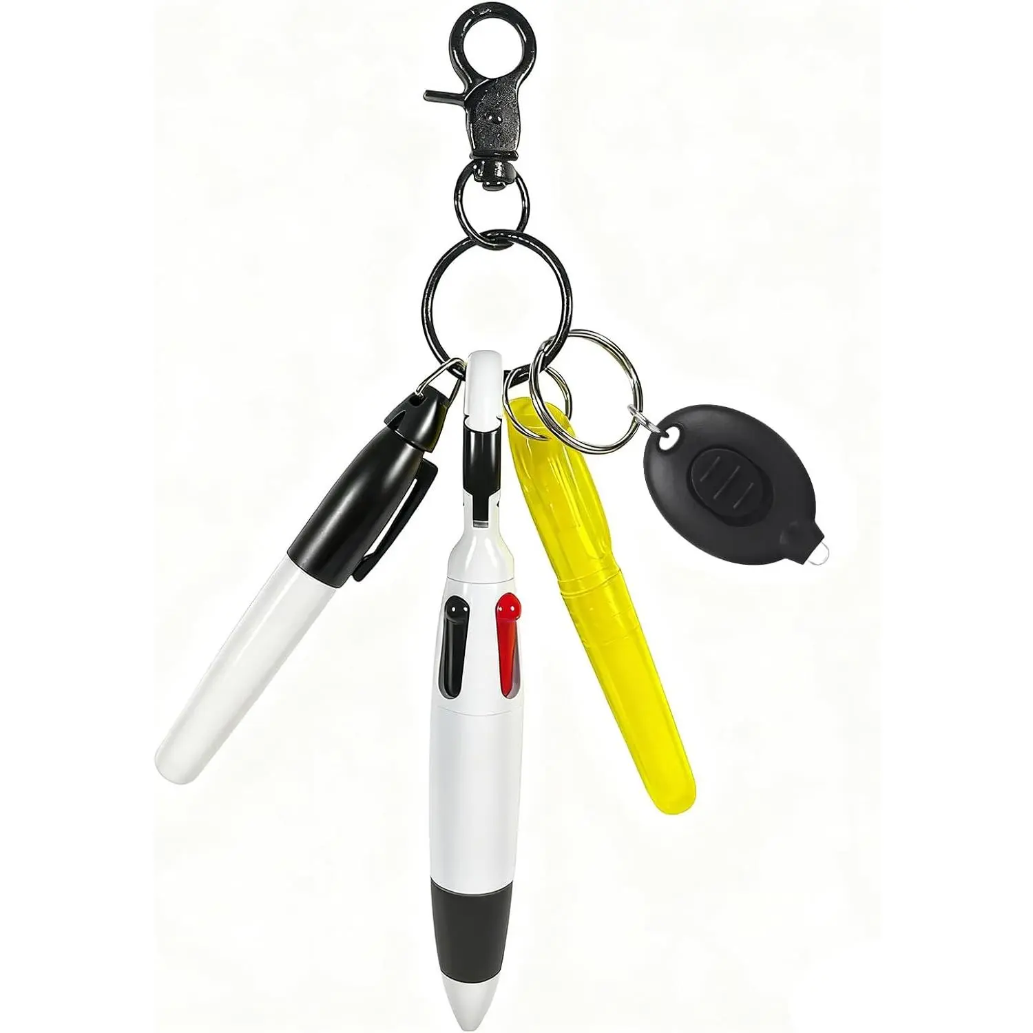 5 count Nurse Accessories Pen Set,  Essentials Include Badge  Clip, Mini Highlighter, Permanent Marker, Ballpoint Pen and LED  Flashlight, Black