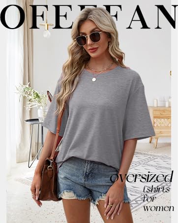 OFEEFAN Summer Tops for Women 2025 Short Sleeve Shirts Dressy Casual Crew Neck Tshirts Fashion Oversized Oversized Womenswear Crewneck SpringStatements OFEEFAN Summer Tops for Women 2025 Short Sleeve Shirts Dressy Casual Crew Neck Tshirts Fashion Oversized Oversized Womenswear Crewneck SpringStatements