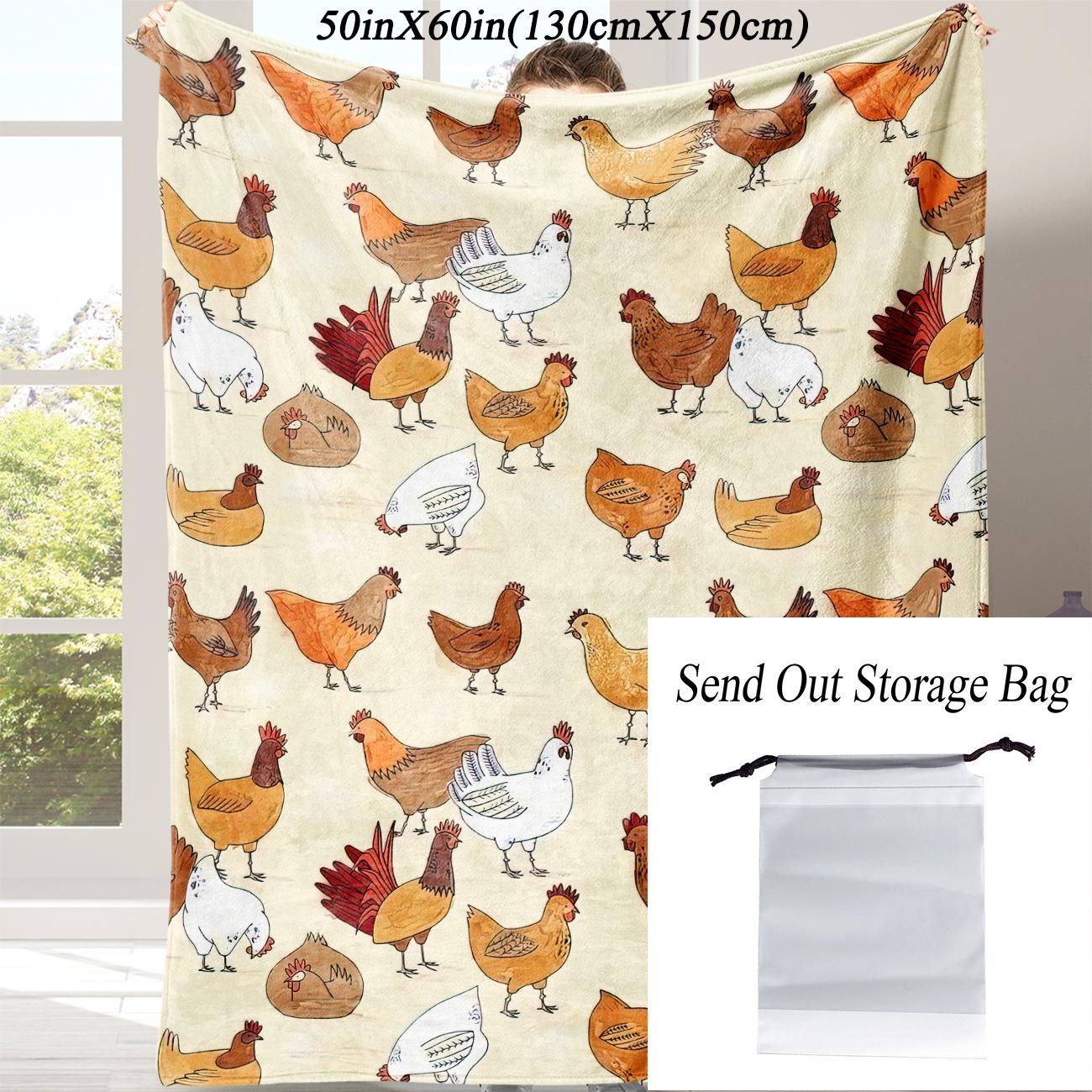 Cute Chicken Pattern Fleece Blanket, 1 Count Soft Comfortable Throw Blanket, Warm Nap Blanket for Home Office Travel Camping, Soft Comfy Blanket