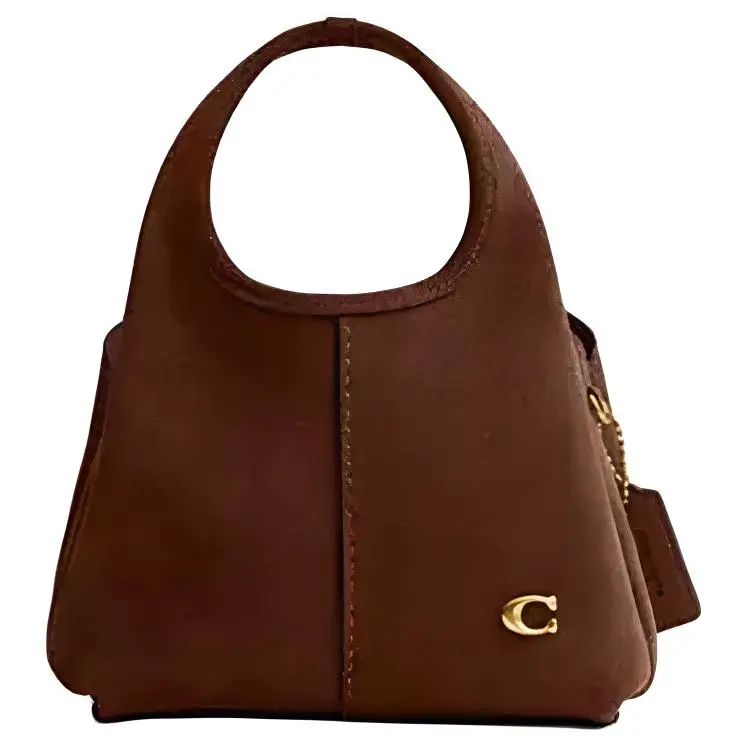 COACH Lana 19 Leather Crossbody Handbag for Women – Metallic Logo, Small Size, Warm Brown