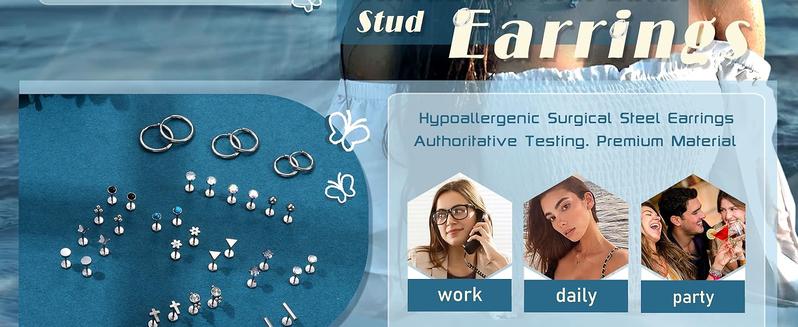 YADOCA 20G Threadless Nose Studs for Women Men Push in Nose Stud Hypoallergenic 316L Surgical Steel Flat Back Stud Earrings Labret Cartilage Lip Rings Medusa Nostril Conch Tragus Body Piercing Jewelry 18 Pairs