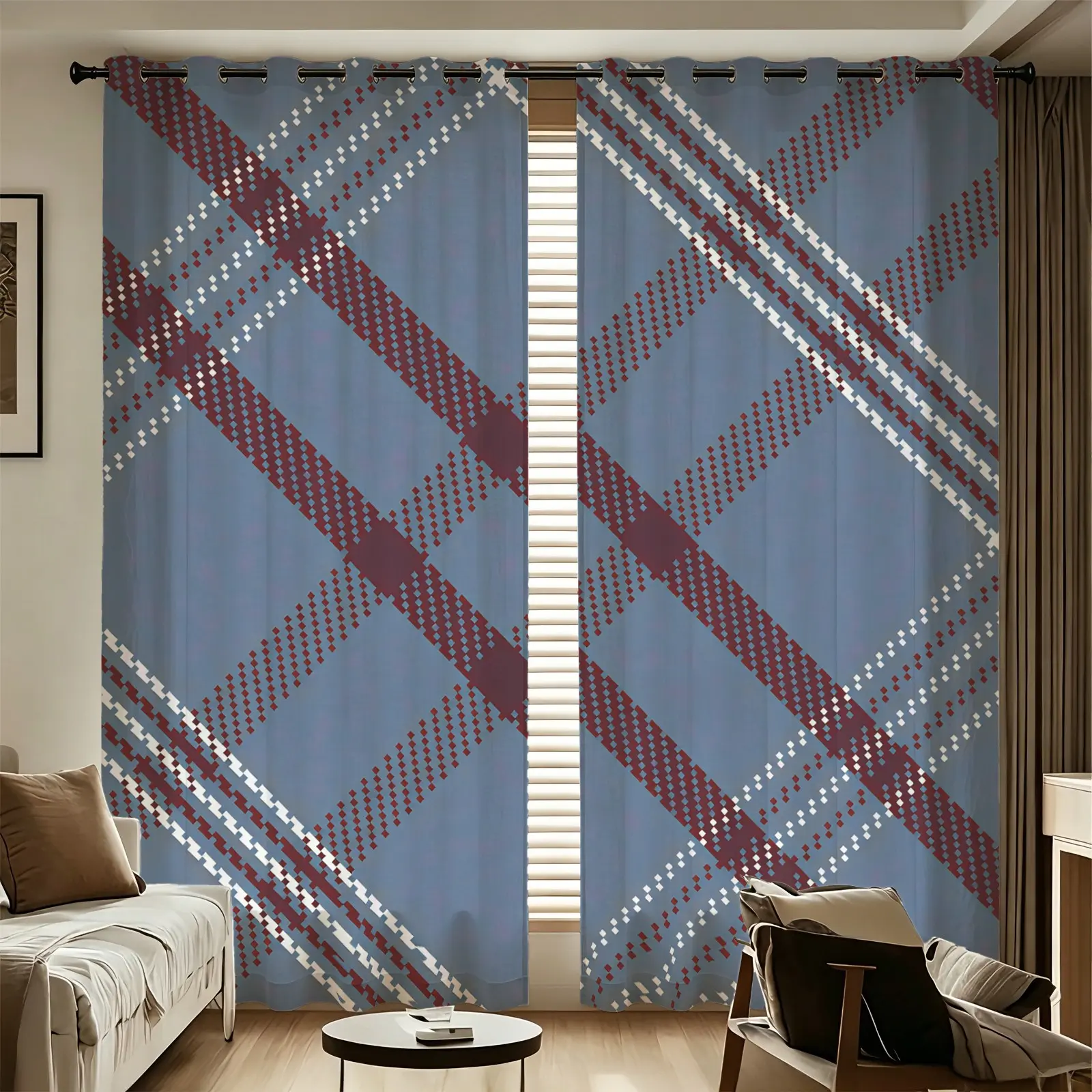 2-Pack Scottish Plaid Striped Curtains, 85% Blackout Thermal Insulated Drapes with Elegant Drape, Easy to Install and Maintain, Versatile for All Scenes, Home Atmosphere Soft Decor