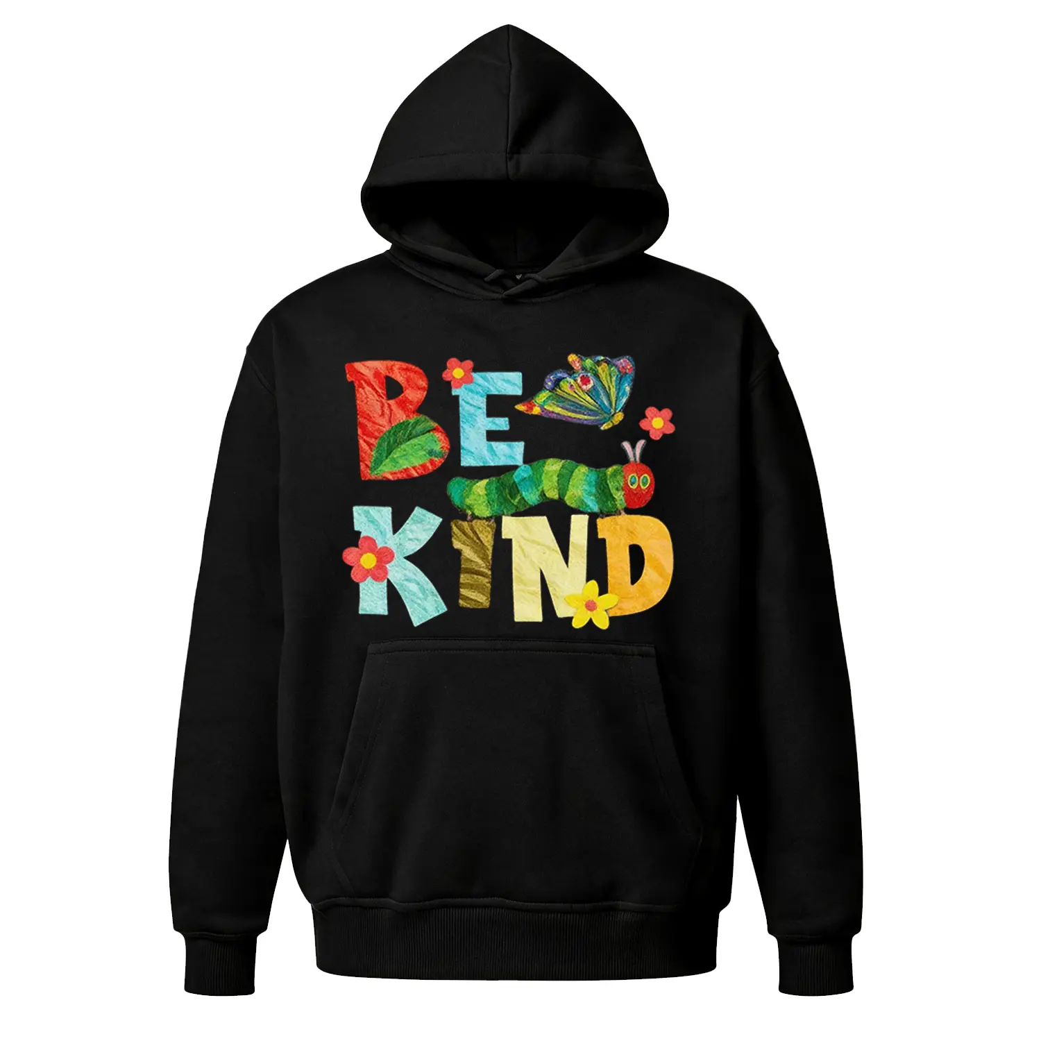 Y2K Hoodie Retro 90s Style Graphic Hoodie, BE KIND Cute Caterpillar Streetwear Hoodie. Unisex Oversized Baggy Fleece Hoodie, Cozy Comfortable Life Hoodie & Casual Loungewear. Vintage Cheap Hoodie Everyday Wear, Versatile Comfy Outfit Birthday Gift Hoodie