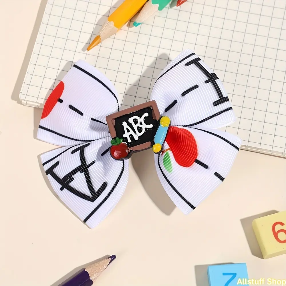 1pc Back to School Bow Hair Clips for Girls Adorable Blackboard Design Bow Hair Clips Back to School Hair Accessories for Girls Ideal First Day of School Gift