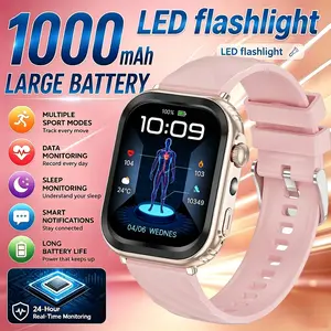 New Fashion Square Men's Outdoor Smart Watch, Wireless Call Flashlight, Ai Voice Assistant, Sports Tracker, Android iOS Compatible