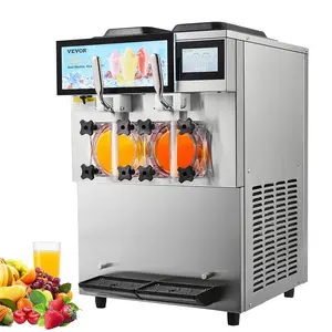 VEVOR Commercial Slushy Machine, 2x 12L/ 3.17 Gal Double Tanks, Cool and Freeze Modes, Stainless Steel Margarita Smoothie Frozen Drink Maker, Slushie Machine for Party Cafes Restaurants Bars Home