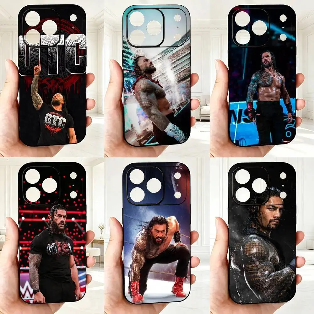 Roman Reigns WWE Soft Silicone Smartphone Casing, Handheld Cellphone Protective Cover for iPhone 11-17 Pro Max/Plus & Samsung Galaxy S23-S25 Devices, Black Gift Option, Accessories