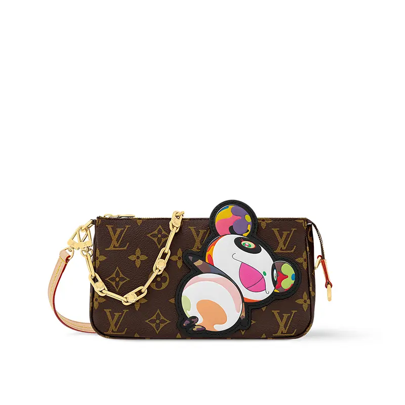 Louis Vuitton x Takashi Murakami Pochette Accessories Handbag for Women, Monogram Style, Brown