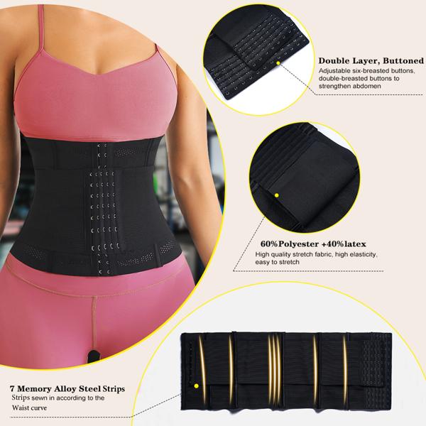 Waist Trainer Corset for Women Tummy Control Sport Workout Body Shaper Black,Back Brace