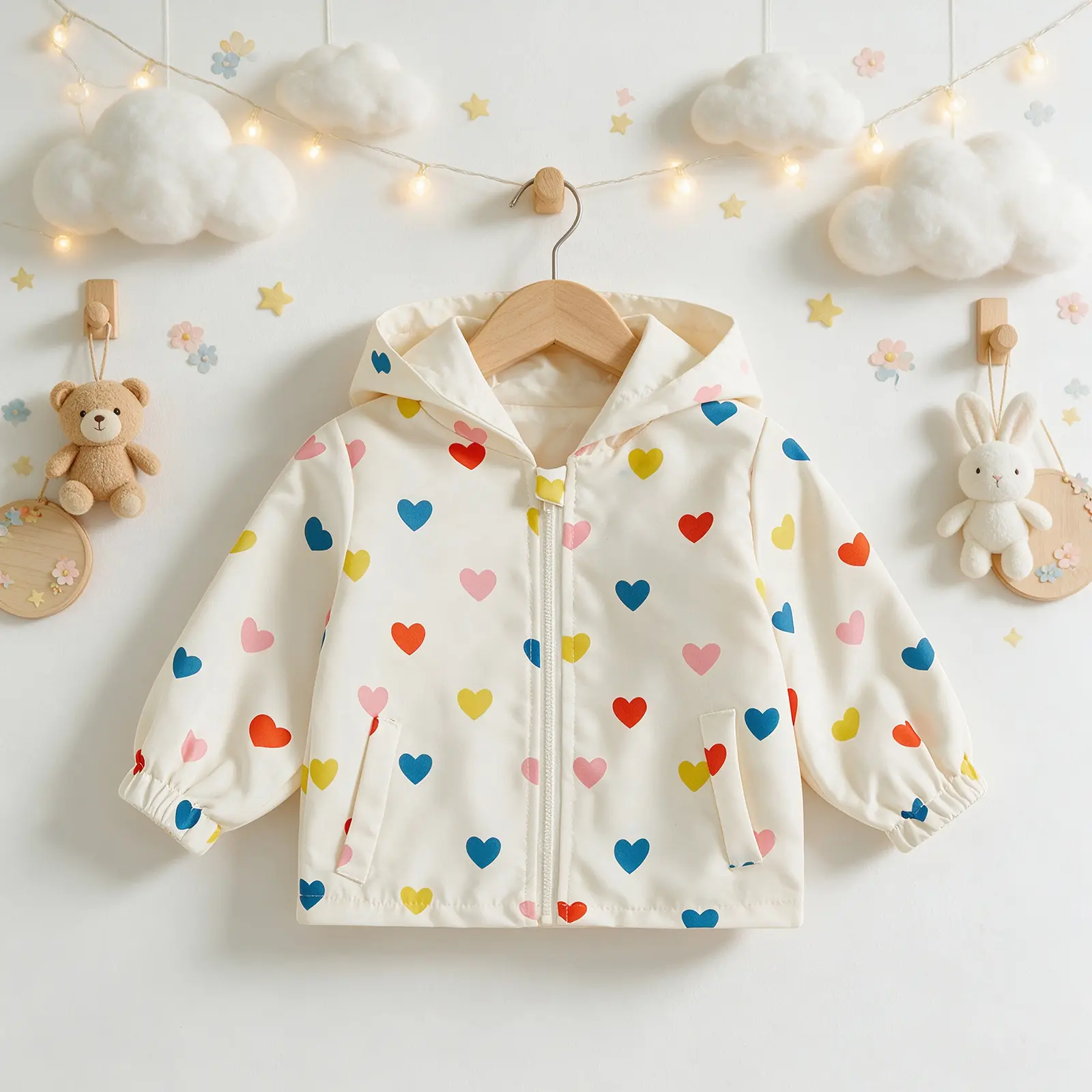 Toddler Girl Fall Hoodies Long Sleeve Heart/Guitar Print Zip Up Hooded Sweatshirt Kid Jacket Outerwear