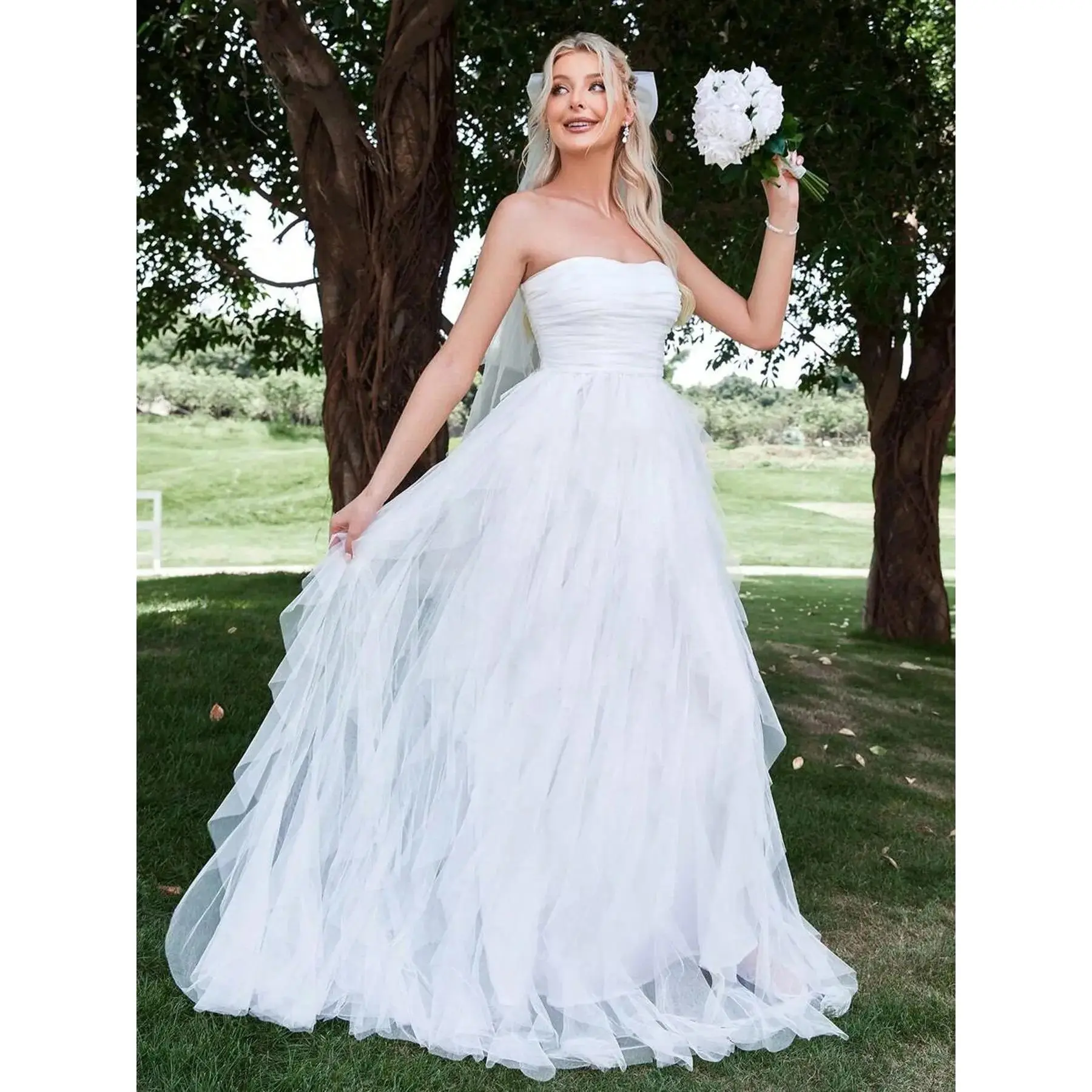 Pure Elegant Wedding Dress Skirt, Bridal Gown, Formal Wear, Sleeveless