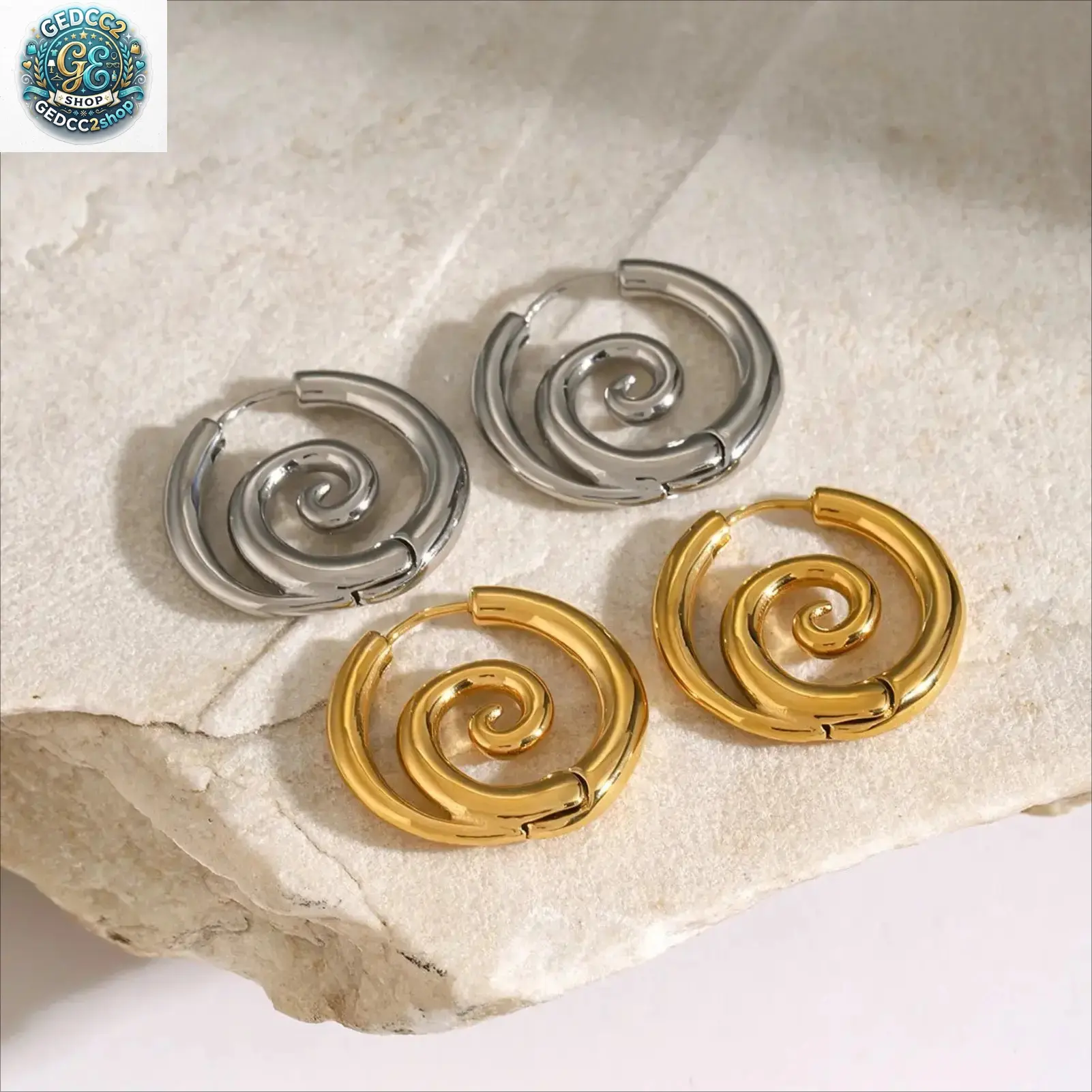 Faux Gauge Spiral Hoop Earrings for Women, Stainless Steel Coil Earrings, Gothic Helix Style Jewelry for Daily Wear & Alternative Fashion
