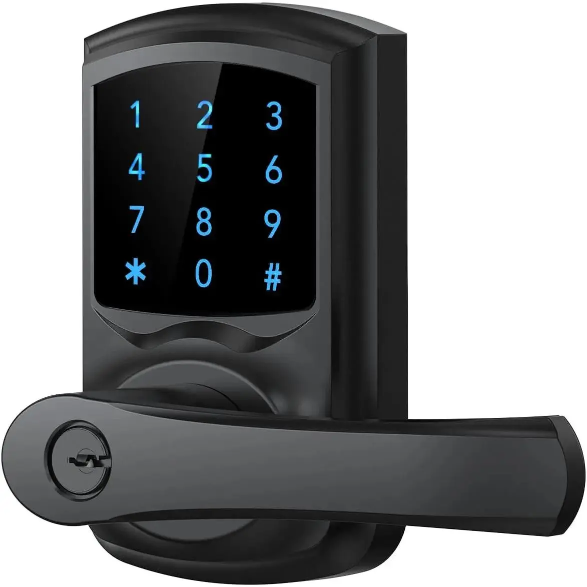 Keyless Entry Door Lock with Keypad and Handle for Front Doors, Touchscreen  Door Lock, Anti-peep Password, Auto-Locking, Matte Black