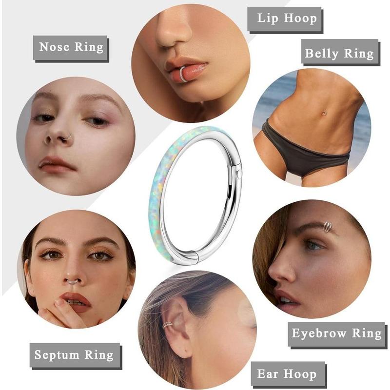 FLORIDECO 5Pcs 18G & 16G Surgical Steel Nose Rings, Hoops for Women & Men, Clicker Septum Hinged, Lip Nose Rings, Hoop Earrings & More
