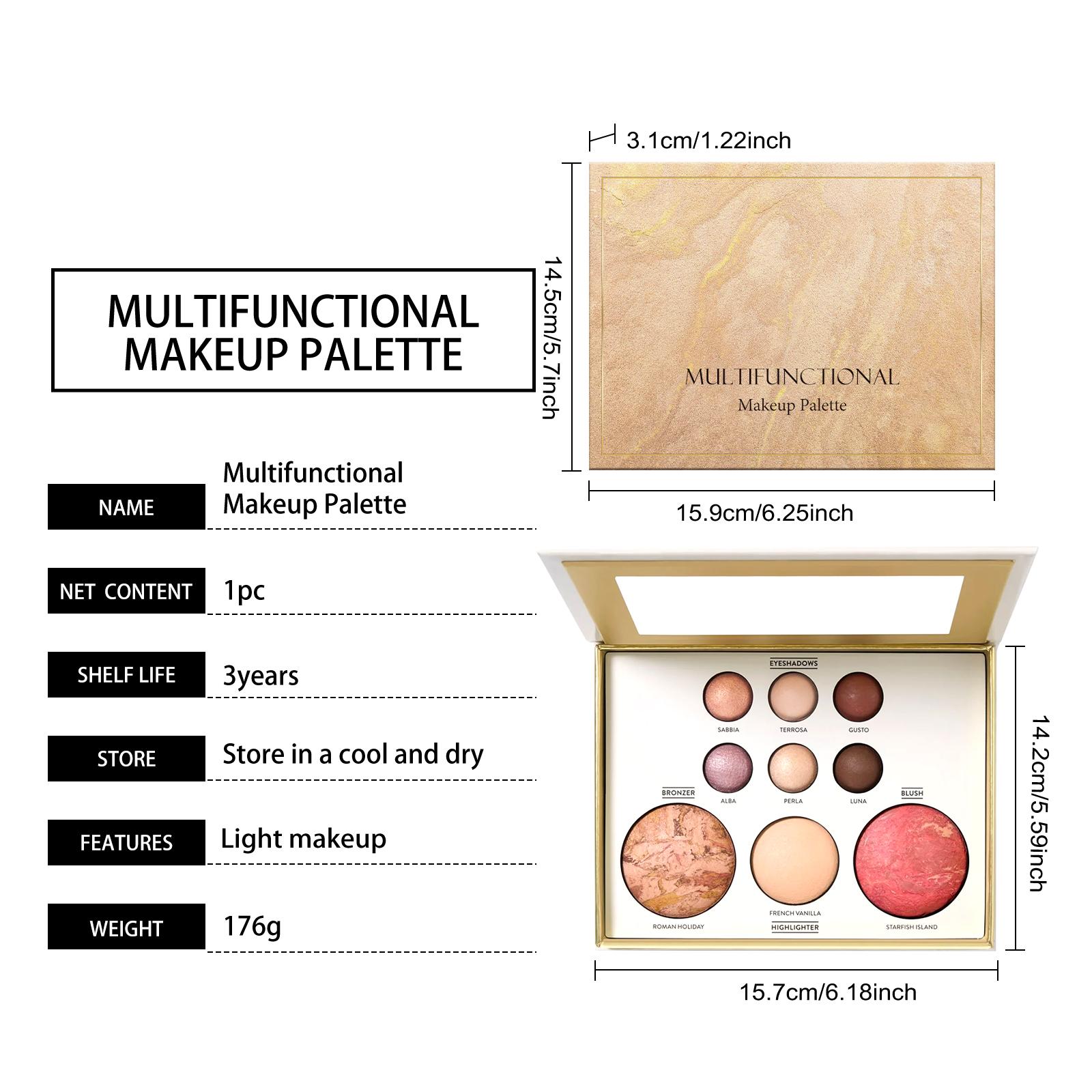 AMZ A Multi-Functional Makeup Palette Featuring Gilded Eyeshadow, Contouring, Blush, Highlighter, And Eye-Lifting