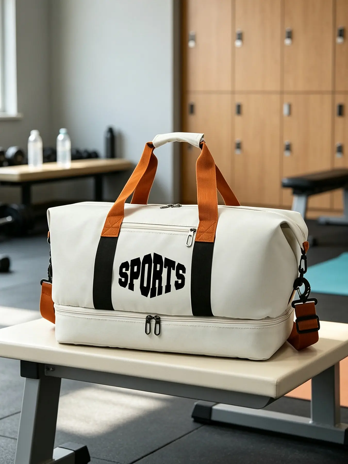 Large Capacity Duffle Bag with SPORTS Print, Unisex Gym Sports Bag, Convertible Shoulder & Crossbody Travel Bag, Multi Compartments & Separate Shoe Pocket, Ideal for Workout, Short Trip & Overnight Stay, Perfect Holiday Gift for M