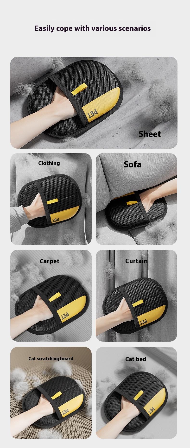 HUIYIMU Cat Hair Cleaner Electrostatic Adsorption Velvet Breathable Mesh Gloves for Efficient Hair Removal and Adsorption
