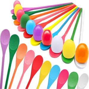 20 Pcs Easter Egg and Spoon Race Game Set, 10 Players Balance Relay Easter Games Include 10 Eggs and Wooden Spoons for Kids Family Carnival Sports Outdoor Games Holiday Birthday Party Suppliesfidget toys