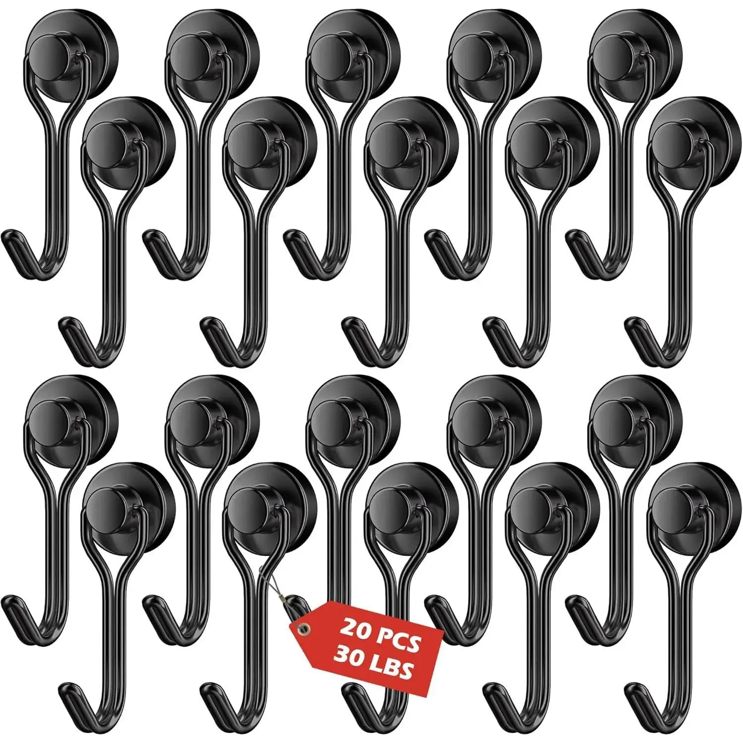 20Pack Magnetic Hooks, 30lbs+ Magnet Hooks 2026 Cruise Cabin Ship Essentials, Heavy Duty Strong Swing Magnets Hanging for Beach Vacation Home Kitchen Grills Refrigerator Cabins Locker(Black)