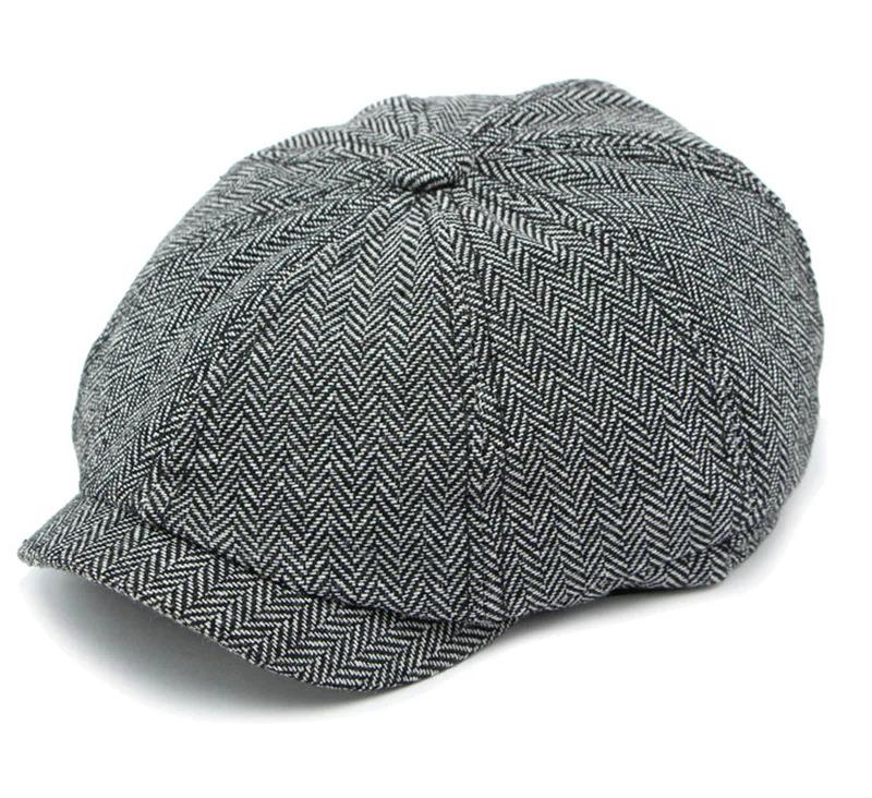 Twill Flat Cap for Men Women Herringbone Newsboy Caps British Style Octagonal Hat Solid Green Red Detective Cabbie Beret Hat