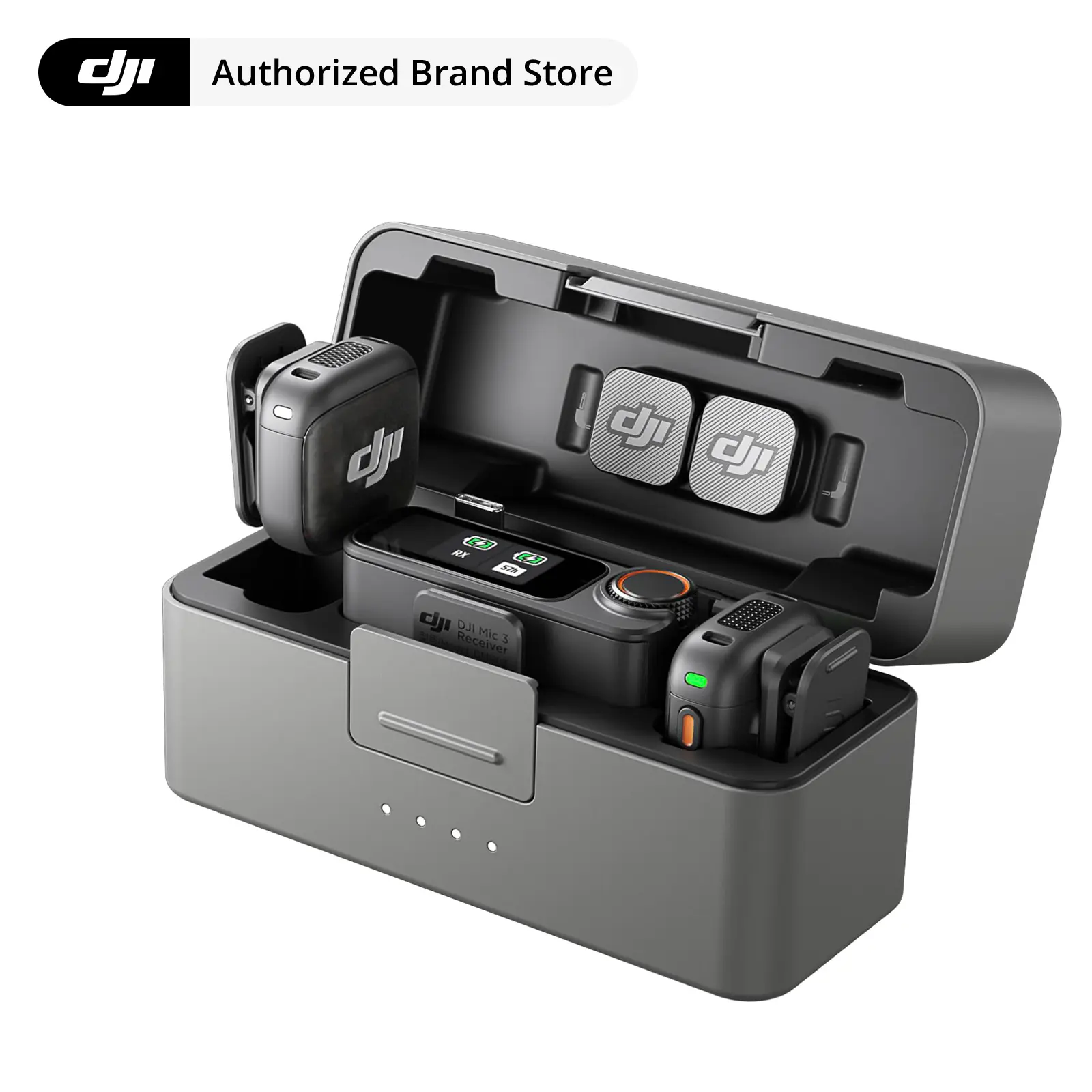 DJI Mic series, Wireless Microphone for iPhone/Camera/Android, Ultralight, Adaptive Gain Control for Balanced Volume, Dual Band Anti-Interference, 28hrs Use, Vlog