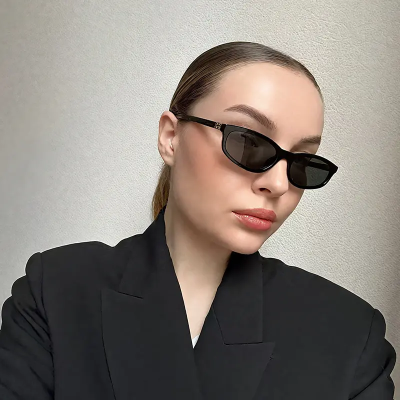 New Arrival Sunglasses, Black Narrow Frame, Suitable for Small Faces, Premium Fashion Eyewear, Retro European & American Style Women's Sunglasses
