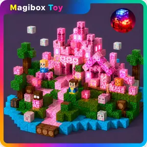 Princess Castle Magnetic Cube Building Blocks, Light Up Magnetic Blocks, Stem Educational Set, Birthday Gift for Kids, Unisex