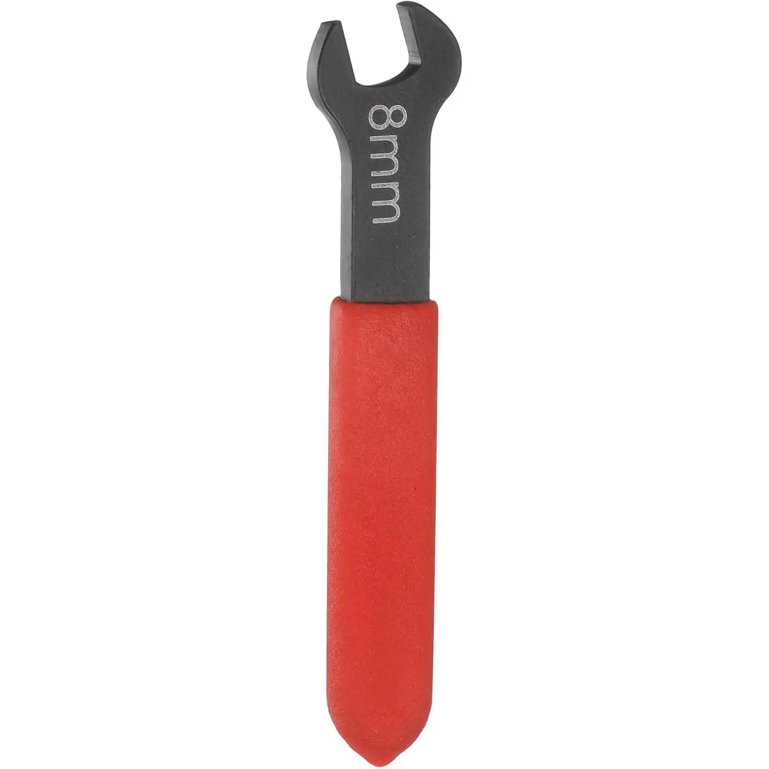 Carbon Steel 8mm Millimeters Single Open-End Wrench, 15-Degree Offset U-Open Ended Spanner, Small Flat Head Blackening Wrench with Red Shank for Automotive Users’ Repair Tasks, Flat Head Bolts Work