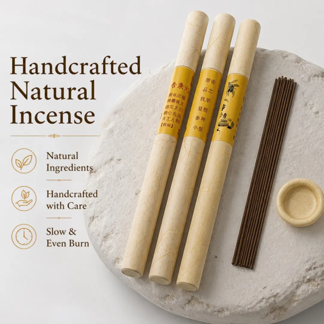 Ziyan Incense Sticks · Cypress Blended Incense, Pure Natural Handmade Herbal Incense Blend, Traditional Chinese Fragrance, Tube Pack 10g
