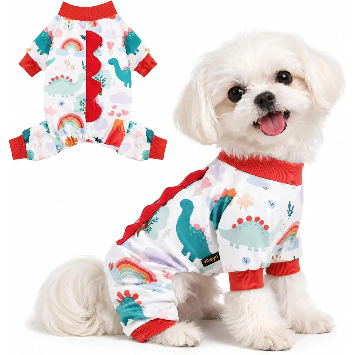 Small  Pajamas - Soft Breathable  4-Legged Puppy Onesie, Cozy  PJs for Chihuahua, Yorkie,  Poodle, Boy Girl Dogs (Orange)