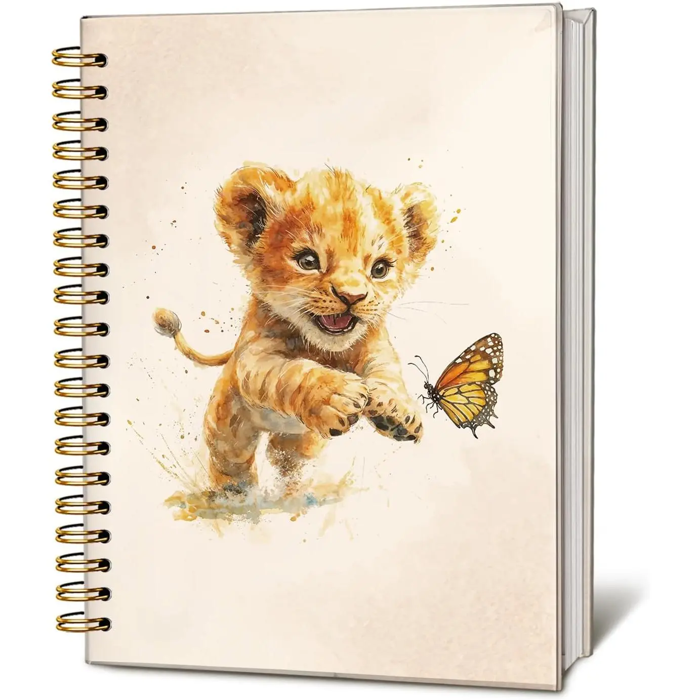 Cute Tiger Butterfly Spiral Notebook Journal,  Felines  Journal for Writing, Tiger Gifts for Women, School Office Stuff Supplies, 5.5x8.3 Inch