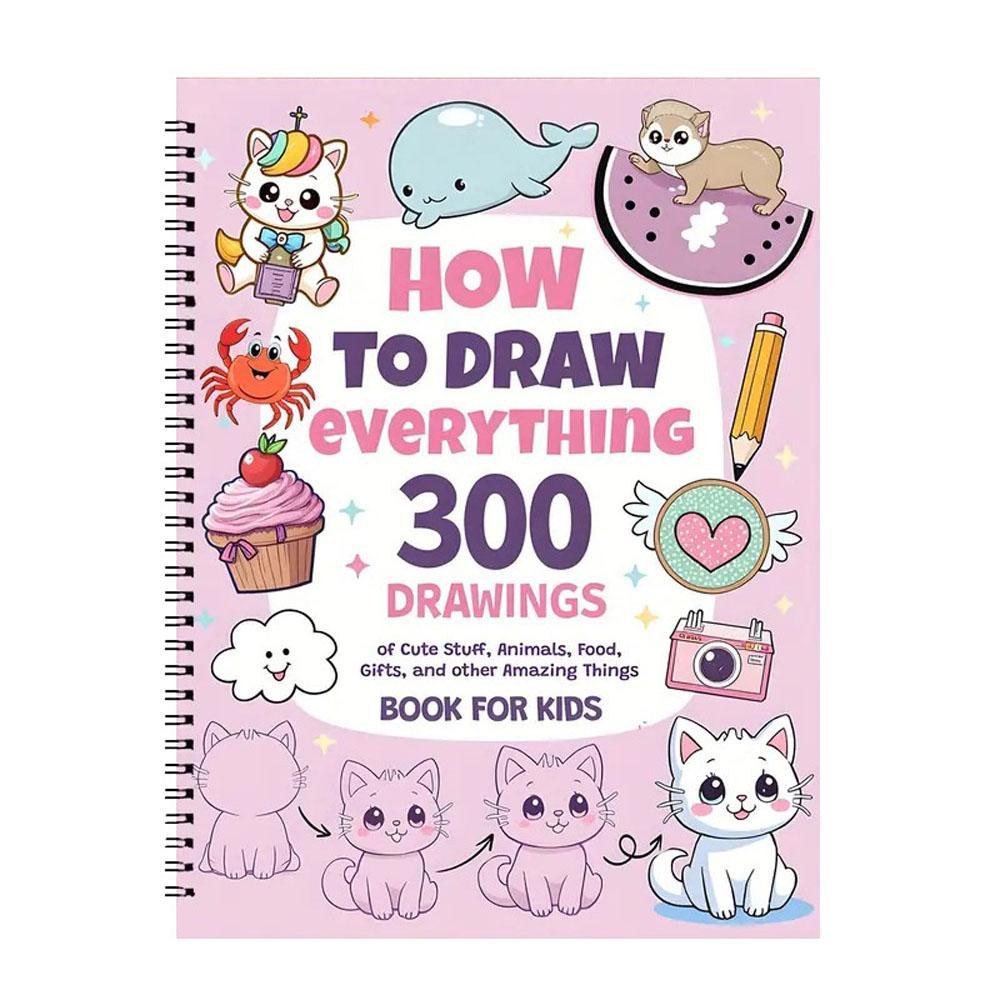 How to Draw 300 Cute Animal Food & Creative Patterns, Doodle Books, DIY Drawing, Stress Relief, Coloring, Improve Imagination, Adult Student Gift Coloring Book #GLOBAL PICKS