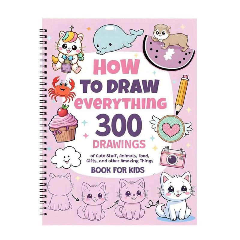 How to Draw 300 Cute Animal Food & Creative Patterns, DIY Drawing, Stress Relief, Coloring, Improve Imagination, Adult Student Gift Coloring Book #TOP PICKS