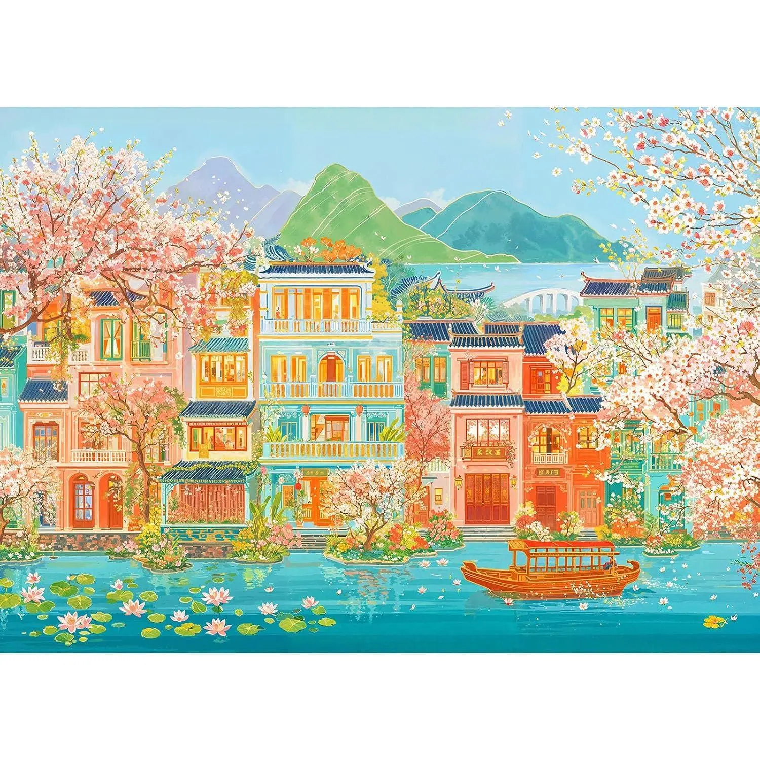 Puzzles for Adults 1000 Pieces, Jigsaw Puzzle for Adults, Fun Challenging Puzzle, Painted Boat Puzzles Game, Interlock Perfectly No Dust, Gifts for Father's Mothers Day