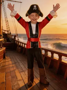 Classic Pirate Captain Costume Set, Design, Full Accessories, Perfect for Adventure Parties, Halloween, Cosplay