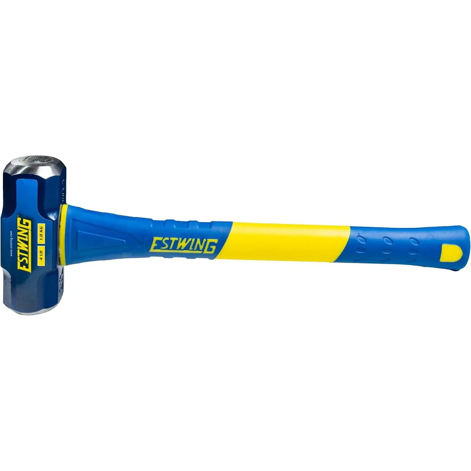 4-Pound Hard Face Sledge, 50-55 HRC, 16-Inch Fiberglass Handle, Overstrike Protection, Textured Grip