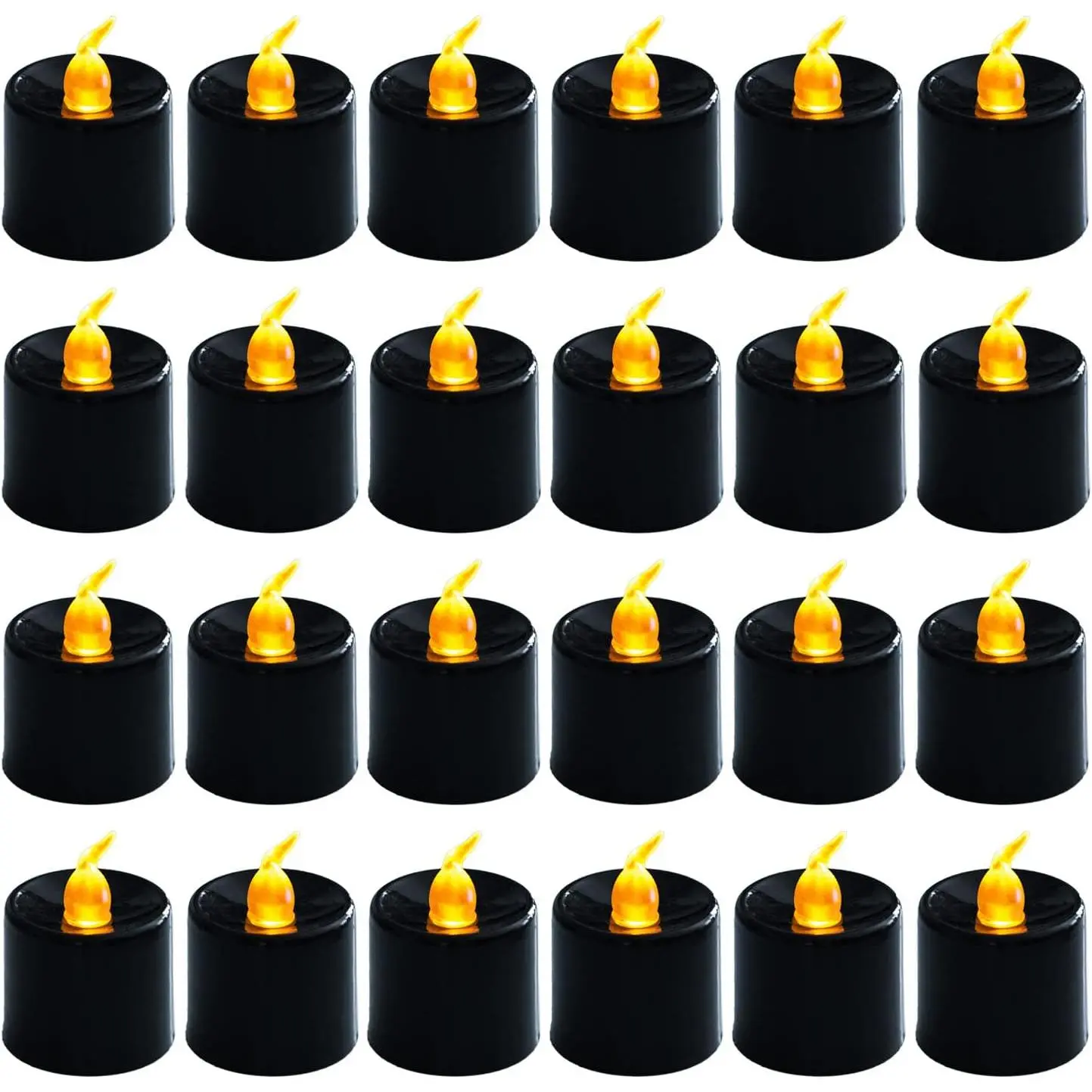 24Pack Black Tealights Candles, Flickering Yellow Flameless Candles (Black)