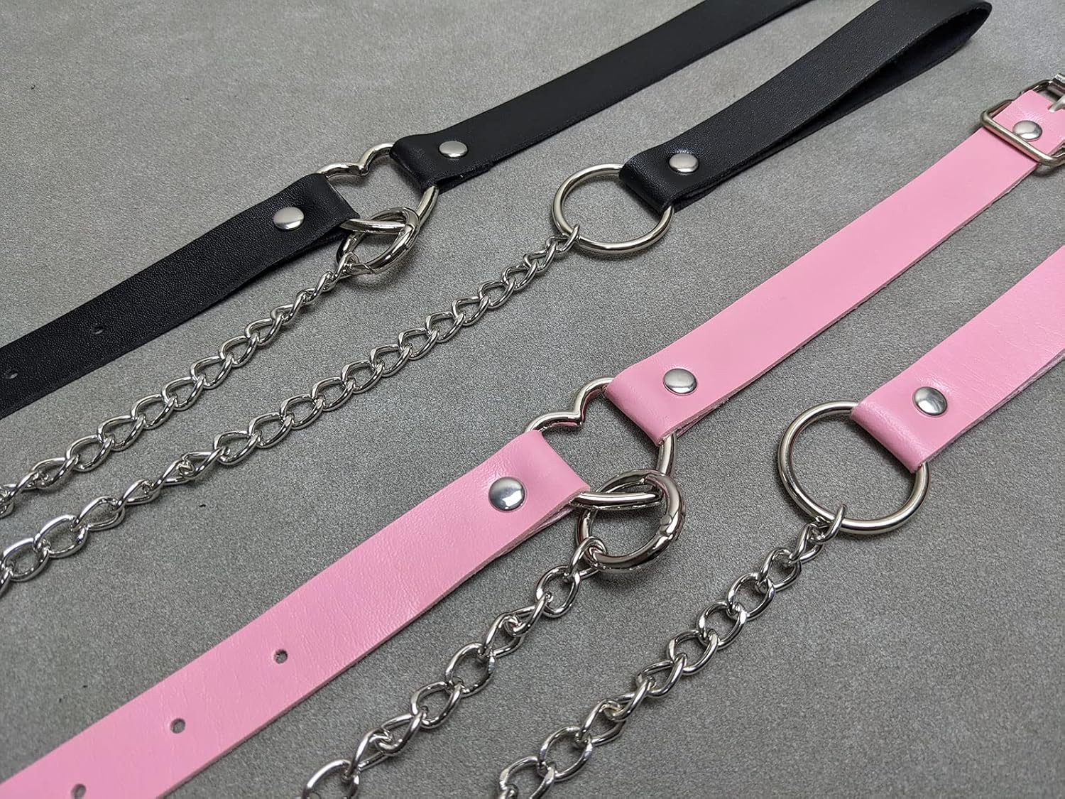 Leather Collar Choker Necklace for Women Punk Leash Goth Y2K Cosplay Costume Accessories