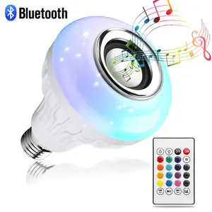 85-265V 12W E27 LED Light Bulb with Bluetooth Speaker Music Remote Control Color Changing RGB Lamp for Bedroom Party Decor