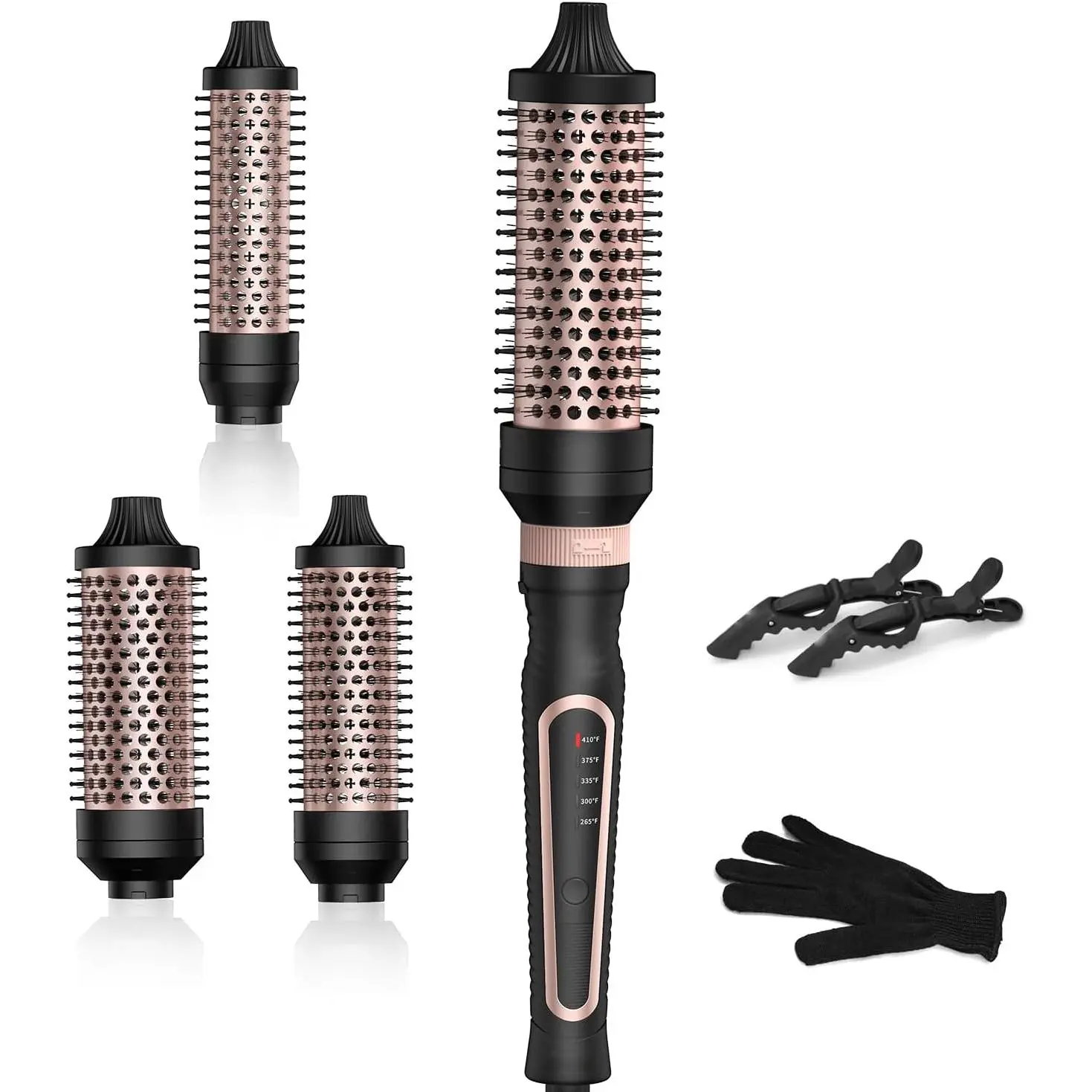 3-in-1 Thermal Brush Set, Ionic Heated Round Brush for Hair Volume |   Ceramic fast heating curling iron brush for smooth styling, adjustable temperature, 60min auto off travel hair tool